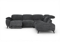 Canapé d'angle relax électrique en velours chiné gris SOLINA - Angle droit