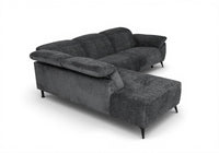 Canapé d'angle relax électrique en velours chiné gris SOLINA - Angle gauche