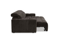 Canapé d'angle relax électrique en velours chiné marron DANIA -Angle droit