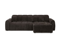 Canapé d'angle relax électrique en velours chiné marron DANIA -Angle droit