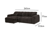 Canapé d'angle relax électrique en velours chiné marron DANIA -Angle gauche