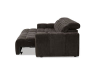 Canapé d'angle relax électrique en velours chiné marron DANIA -Angle gauche