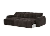 Canapé d'angle relax électrique en velours chiné marron DANIA -Angle gauche