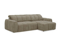 Canapé d'angle relax électrique en velours chiné taupe DANIA -Angle droit