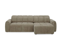 Canapé d'angle relax électrique en velours chiné taupe DANIA -Angle droit