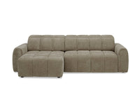 Canapé d'angle relax électrique en velours chiné taupe DANIA -Angle gauche