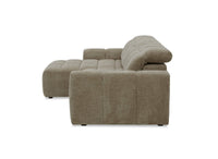 Canapé d'angle relax électrique en velours chiné taupe DANIA -Angle gauche