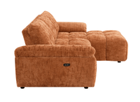 Canapé d’angle relax électrique en velours chiné terracotta ALPES - Angle droit