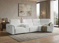Canapé d'angle relax en tissu bouclette doux beige MARINA - Angle droit