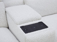 Canapé d'angle relax en tissu bouclette doux beige MARINA - Angle droit