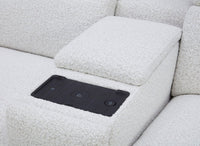 Canapé d'angle relax en tissu bouclette doux beige MARINA - Angle gauche