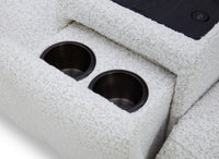 Canapé d'angle relax en tissu bouclette doux beige MARINA - Angle gauche