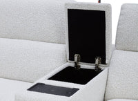 Canapé d'angle relax en tissu bouclette doux beige MARINA - Angle gauche