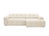 Canapé d'angle relax en velours texturé beige FEDORA - Angle droit