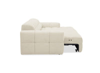 Canapé d'angle relax en velours texturé beige FEDORA - Angle droit
