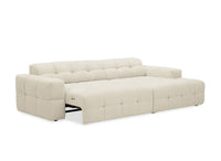 Canapé d'angle relax en velours texturé beige FEDORA - Angle droit