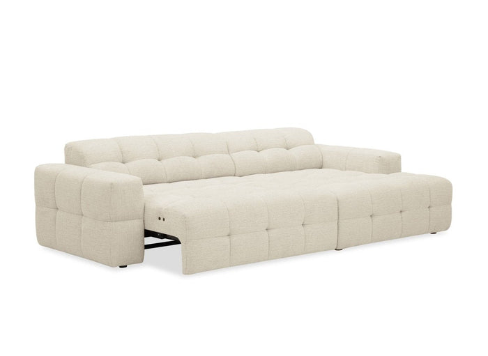 Canapé d'angle relax en velours texturé beige FEDORA - Angle droit