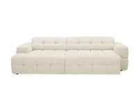Canapé d'angle relax en velours texturé beige FEDORA - Angle gauche