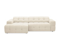 Canapé d'angle relax en velours texturé beige FEDORA - Angle gauche