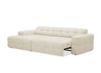 Canapé d'angle relax en velours texturé beige FEDORA - Angle gauche