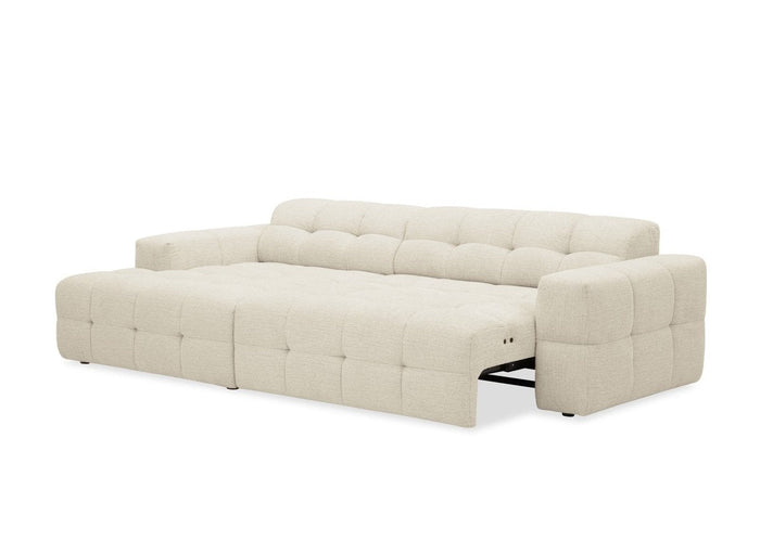 Canapé d'angle relax en velours texturé beige FEDORA - Angle gauche