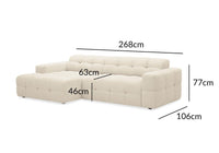 Canapé d'angle relax en velours texturé beige FEDORA - Angle gauche