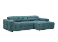 Canapé d'angle relax en velours texturé bleu FEDORA - Angle droit