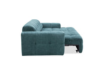 Canapé d'angle relax en velours texturé bleu FEDORA - Angle droit