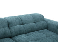 Canapé d'angle relax en velours texturé bleu FEDORA - Angle droit