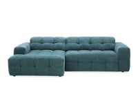 Canapé d'angle relax en velours texturé bleu FEDORA - Angle gauche