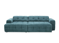 Canapé d'angle relax en velours texturé bleu FEDORA - Angle gauche