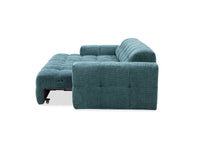 Canapé d'angle relax en velours texturé bleu FEDORA - Angle gauche