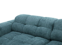 Canapé d'angle relax en velours texturé bleu FEDORA - Angle gauche