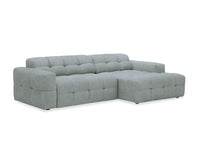 Canapé d'angle relax en velours texturé gris FEDORA - Angle droit