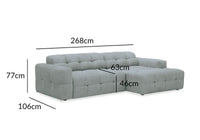 Canapé d'angle relax en velours texturé gris FEDORA - Angle droit