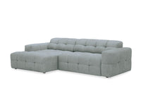 Canapé d'angle relax en velours texturé gris FEDORA - Angle gauche