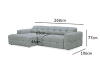 Canapé d'angle relax en velours texturé gris FEDORA - Angle gauche