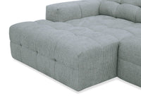 Canapé d'angle relax en velours texturé gris FEDORA - Angle gauche