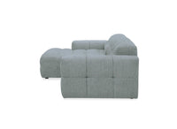 Canapé d'angle relax en velours texturé gris FEDORA - Angle gauche