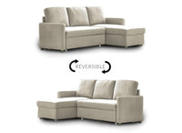 Canapé d'angle réversible convertible coffre de rangement en tissu beige ADAM