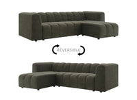 Canapé d'angle réversible en tissu bouclette vert AELIS