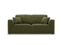 Canapé droit 3 places en velours chiné vert olive ABELIA