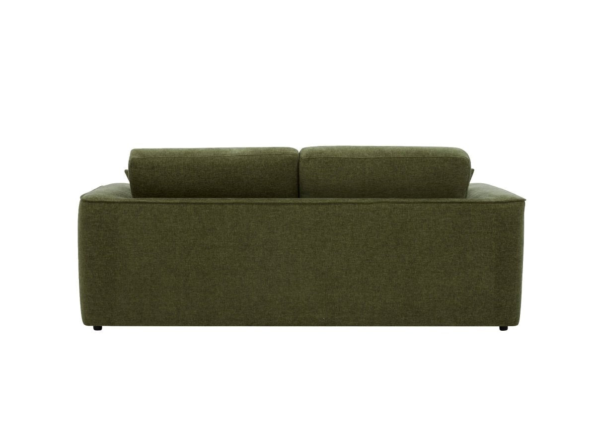 Canapé droit 3 places en velours chiné vert olive ABELIA