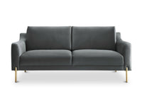 Canapé droit fixe 2 places en velours gris CELINE
