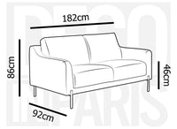 Canapé droit fixe 2 places en velours gris CELINE
