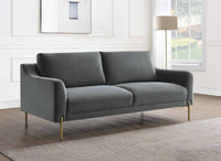 Canapé droit fixe 2 places en velours gris CELINE