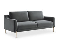 Canapé droit fixe 2 places en velours gris CELINE