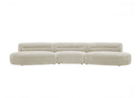 Canapé droit fixe 6 places en velours tissé beige IMENIA