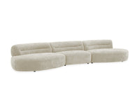 Canapé droit fixe 6 places en velours tissé beige IMENIA