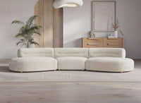 Canapé droit fixe 6 places en velours tissé beige IMENIA